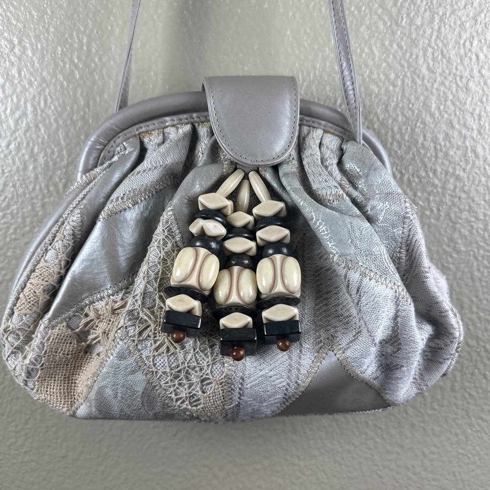 Vintage Brizzolari Italy Leather Patchwork Crossbody kiss lock Bag